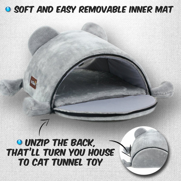 Petsvit™                  Mouse Cat House Bed With Removable Cushion & Waterproof Bottom